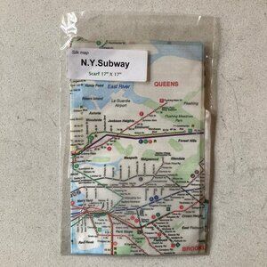 NYC Subway Map Scarf Silk 17 x 17 Inches NWOT